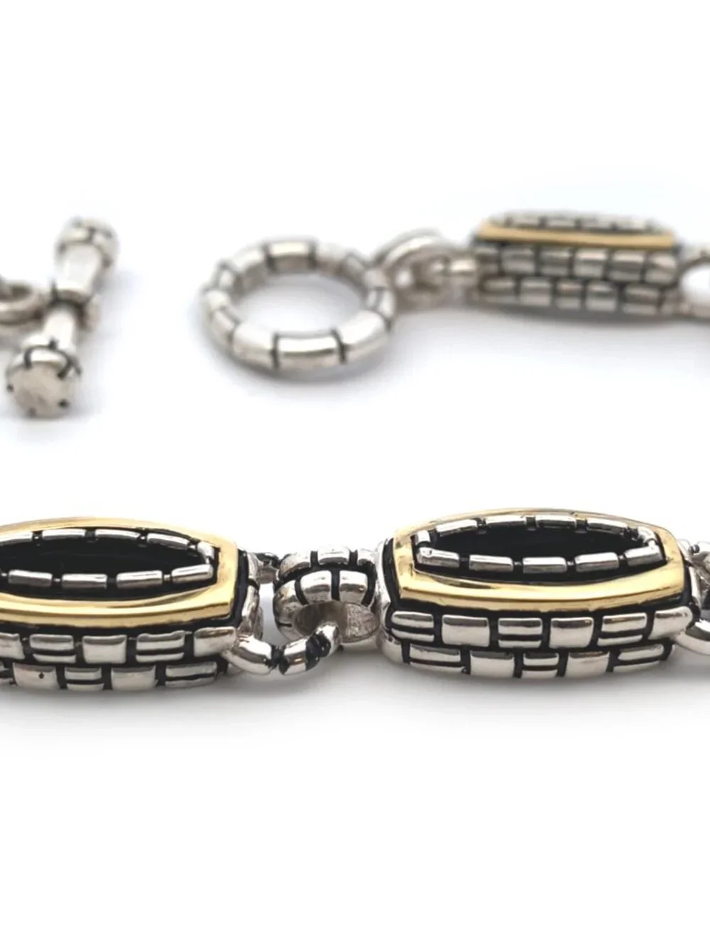 Vintage Sterling Silver and 18ky Gold John Atencio Capture Toggle Bracelet